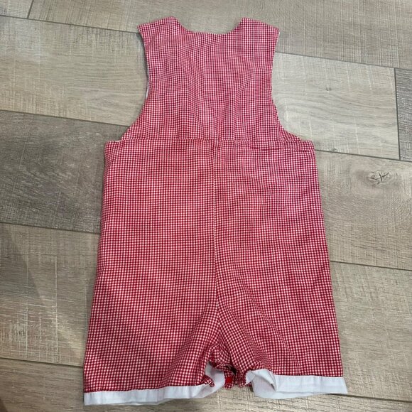 Vintage-Inspired Toddler Boys Red Gingham Checked Romper Sz 2 Hand-Smocked Ships - Picture 6 of 6